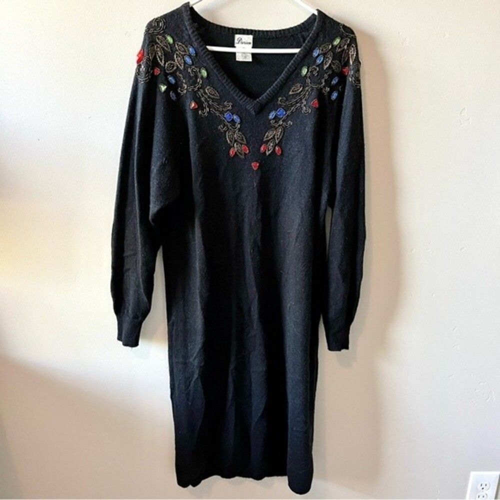 DARIAN Vintage Sweater Dress with Jeweled Embellishments Size Medium